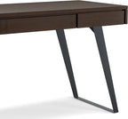 SIMPLIHOME Lowry Desk - 54-Inch Wide Solid Acacia Wood and Metal Writing Desk in Distressed Hickory Brown, Modern Industrial Home Office Computer Table with 2 Drawers and Flip-Down Keyboard Tray