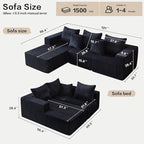 Modular Sectional Sofa, 101" Boneless Couch Sectional, Deep Seat L Shaped Sofa, All-Foam Filled Cloud Couch for Living Room (Black, Corduroy)
