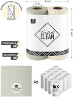 Fantasticlean Tear Away Dish Cloth - 40 Sheets - 10'' by 10'', Reusable Washable Kitchen Towel Rolls, Super Absorbent and Thick Microfiber Cleaning Cloths (2 Rolls of Beige and MossGreen)