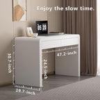 Executive Desk with Drawers, White Computer Desk with Drawers with Three-Layer Lacquered Thick Wooden Board, 47 inch Modern Home Office Desk for Study, Living Room, Bedroom