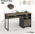 Bestier 47" Office Desk with Drawers, Industrial Computer Desk with Drawer, Reversible Teacher Desk with Storage & Keyboard Tray for Small Space Home Office & Studio, Gray Wash