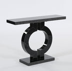 Tribesigns Modern Mirrored Console Table, Glass Sofa Table with Mirror Finish, 43-Inch Entryway Table with O-Shaped Base, Rectangular Accent Foyer Table for Living Room Hallway Entrance (Black)