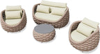 4 Piece Aluminum Patio Furniture: Hand Woven Rope Sofa - Modern Outdoor Sofa Seating with Cushion - All Weather Patio Set for Deck, Yard, Garden, Poolside, Hotel - Terracotta