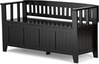 SIMPLIHOME Acadian Entryway Storage Bench - 48 inch Wide Solid Wood Hallway Seat in Black, Transitional Bench for Entryway or Living Room with Lift-Up Lid and Spacious Storage