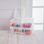 Sterilite 12-Pack FlipTop Stackable Square Small Storage Bin with Hinging Lid, Clear