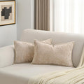 FUTEI Oatmeal Chenille Throw Pillow Covers 12x20 Inch Set of 2,Soft Cozy Bound Edge Design Lumbar Pillow Cases,Home Decor for Couch Bed Living Room