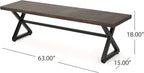 Christopher Knight Home Rolando Outdoor Aluminum Dining Bench with Steel Frame, Brown / Black