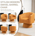 Swivel Accent Chair Set of 2, Modern 360° Swivel Barrel Chair, Corduroy Upholstered Single Sofa for Living Room, Bedroom(Mustard)