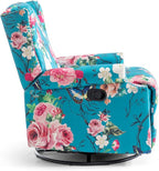 UIXE Swivel Rocker Manual Recliner Chairs Set of 2, Wingback Swivel Glider Fabric Nursery Reclining Sofa Chair, High Back Upholstered Arm Chair for Living Room Bedroom - Peacock Blue