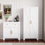 Large Metal Kitchen Pantry Cabinet with Adjustable Shelves - Freestanding Kitchen Storage Cabinet for Dining Room,Livingroom Bathroom, Hallway, Workshop, Office (White, 61"- 0 Drawer)