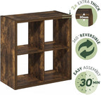 Furinno Cubicle Book Shelf, 4-Cube Bookself, Thick Frame Bookcase with Reversible Open Back, 14.6 x 30 x 30, for Living Room, Bedroom, Home Office, Amber Pine