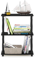 Furinno Turn-N-Tube 3-Tier Compact Multipurpose Shelf Display Rack with Classic Tube, Americano/Black