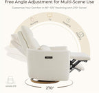 CHITA Swivel Rocker Recliner Chair, Power Nursery Glider Recliner, Nursery Rocking Chair with Adjustable Power Headrest, FSC Certified, Solid Wood Base, Cream