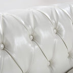 LEVNARY Chesterfield Sofa, Classic Tufted Upholstered Leather Couch, Modern 3 Seater Couch Furniture with Tufted Back for Living Room Office (Cream White)