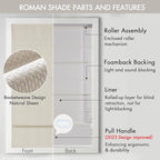 Madison Park Galen Cordless Roman Shade, 29"W x 64"H, Sheen Ivory – Room Darkening, Thermal Insulated, Energy Efficient Window Blind with Subtle Sheen Basketweave Fabric for Privacy
