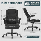 AnyGod Executive Office Chair, Comfy Ergonomic Computer Desk Chairs with Flip-up Armrests, Lumbar Support, High Back, 360° Swivel and Rocking Function for Home Office