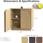 win2win Fluted Sideboard Buffet Cabinet with Storage, 31.5" Modern Boho Accent Cabinet with Double-Layered Arch Doors, Small Wood Console Credenza for Living Room, Dining Room, Entryway, Hallway, Oak