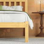 Askeld Wood Queen Bed Frame with Headboard, 14 Inch High Solid Bamboo Platform Bed No Box Spring Needed, Mid-Century Heavy Duty Bedframe, Easy Assembly, Noise Free