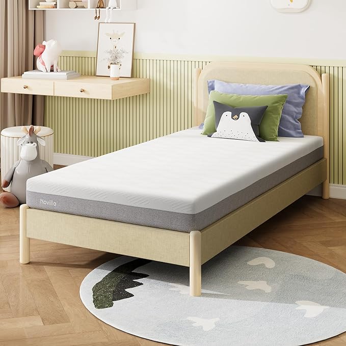 Novilla Twin XL Mattress, 6-Inch Gel Memory Foam Mattress for Cool Night Sleep & Pressure Relief，Medium Firm XL Twin Size in a Box, Bliss