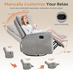 INZOY Nursing Rocking Chair Recliner, Swivel Rocker Recliner, Swivel Glider Rocking Recliners with Soft Backrest, Chenille Fabric Manual Reclining Sofa for Living Room Bedroom Apartment, Grey
