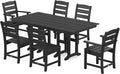 POLYWOOD Lakeside 7-Piece Outdoor Dining Set, All-Weather HDPE Patio Furniture Table and Chairs, Black, Made in USA, Deck, Garden, Poolside