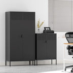 71 inches Black Metal Storage Cabinet with Doors and Shelves, 5 Tier Pantry Cabinet, Metal Cabinet for Home, Office, Dining, Laundry, Living, Bathroom and Utility Use
