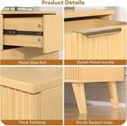 Boho Fluted 6 Drawer Dresser for Bedroom, Chest of Drawers with Solid Wood Legs, Modern Dresser Chest Cabinet Organizer with Golden Handles, Beside Table for Closet, Hallway, Bedroom