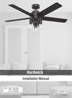 Hunter Fan Company, 51842, 52 inch Hardwick Matte Silver Ceiling Fan with LED Light Kit and Handheld Remote
