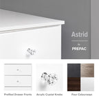Prepac Astrid Simplistic 6-Drawer Tall Dresser for Bedroom, Functional Chest of Drawers with Acrylic Knobs, 16.5"D x 19.75"W x 50"H, Crystal White
