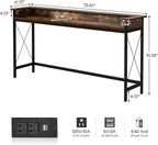 Tribesigns Sofa Table with Outlets and USB Ports, 70.9 inch Extra Long Console Table Behind Couch with Charging Station, Industrial Narrow Entryway Hallway Accent Table for Living Room