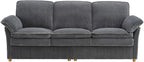ONBRILL 86.6" Corduroy Couches for Living Room, Comfy 3 Seater Sofa with Pillow-Top Armrest & Dual-Layer Cushions, Mid Century Modern Couch for Bedroom, Apartment, Grey