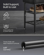 VASAGLE EKHO Collection - Shoe Rack Bench, Storage Bench for Entryway, Synthetic Leather with Stitching, Mid-Century Modern, Loads 300 lb, 11.8 x 31.5 x 19.7 Inches, Ink Black ULSB054B01