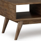 SIMPLIHOME Clarkson Lift Top Coffee Table - 48 inch Wide Solid Acacia Wood Mid-Century Cocktail Table in Rustic Natural Aged Brown, Stylish Living Room Table with Storage Compartment and Open Shelf