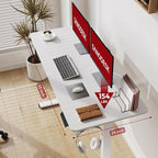 SANODESK Electric Standing Desk 55x24 Inch Height Adjustable Stand Up Desk Home Office Computer Workstation Sit Stand Home Office Desk with Splice Board (White Frame + White Top)