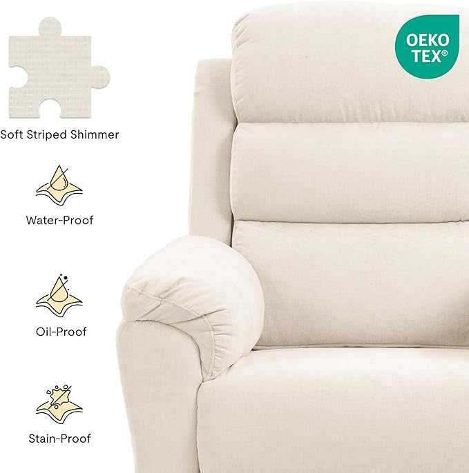 FLEXISPOT XRC6-Pro Nursery Power Glider Recliner with Adjustable Headrest, 270° Swivel Rocker Recliner for Nursery w/Massage & Heat, Water & Stain Resistant Ribbed Chenille, FSC Certified, Beige