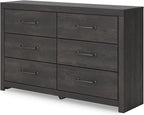 Signature Design by Ashley Delmorta Rustic 6-Drawer Dresser with Safety Stop, Gray