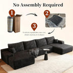135.4" Oversized Cloud Modular Sectional Sofa, U-Shaped Couches with Ottoman for Living Room, Deep Seat Boneless Couch, 1600lb Weight Capacity, No Assembly Required (Black, Right Facing Chaise)