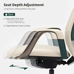 EUREKA ERGONOMIC Comfortable Office Chair Ergonomic Desk Chair, Genuine Leather Office Chair Big and Tall Executive Chair with Lumbar Support, Modern Ergonomic Chair with Wheels for Home Office- Beige