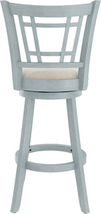 Hillsdale Fairfox 30.5" Wood Swivel Bar Height Stool, Blue Wire Brush