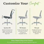 HON Volt Armless Office Desk Chair Comfy, Ergonomic Recline, Softhread Leather Back Seat, Swivel Desk Chair, Black
