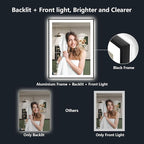 32x36 Inch LED Bathroom Mirror with Lights (Front Lit and Backlit) Black Framed Lighted Vanity Mirror for Bathroom Wall Dimmable Anti-Fog Memory Tempered Glass Horizontal/Vertical