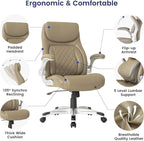 Nouhaus Ergonomic Office Chair Premium Microfiber Leather Adjustable Lumbar Support & Armrests, High Back Comfy Desk Gaming Chairs Executive Computer Swivel Chair Tilt Function(Posture,Taupe)