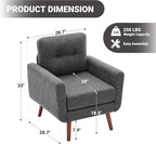 Tbfit Accent Chair, Reading Chair for Living Room & Bedroom, Mid Century Modern Arm Chair, Button Tufted Upholstered Accent Chairs Sofa with Solid Wood Frame (Stone Grey)