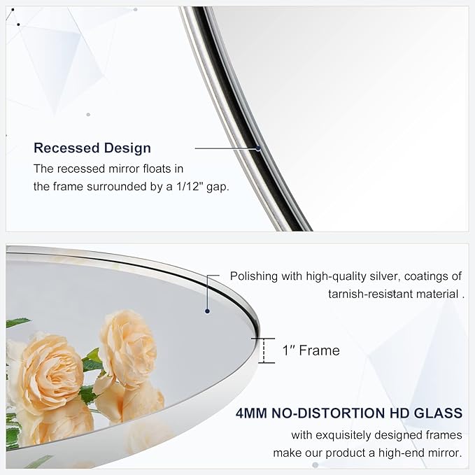 ANDY STAR Rustproof Chrome Oval Mirror for Bathroom, 24x40 Oval Vanity Mirror for Wall, Polished Nickel Mirror for Bathroom in SUS304 Metal Frame 1’’ Deep Wall Mounted Vertical/Horizontal