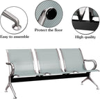 Kinsuite 5-Seat Reception Chair - 2pcs Waiting Room Chairs with Arms & Stainless Steel Frame, Waiting Room Bench, Lobby Chairs for Office Airport Bank Hospital, Silver