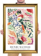 Wieco Art Large Framed Wall Art Woman Beside the Water 1905 by Henri Mattise Abstract Colorful Art Matisse Posters Canvas Prints for Wall and Home Office Decorations Bronze Gold Frame