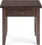 SIMPLIHOME Artisan SOLID WOOD 21 inch Wide Square Transitional End Side Table in Tobacco Brown for the Living Room and Bedroom
