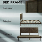 Acacia Alander Bed Frame Queen Size with High Headboard Solid Wood Platform Bed, Tall Headboard Natural Wood Bed Compatible with All Mattresses, Quick & Easy Assembly, No Box Spring Needed, Mocha