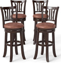 COSTWAY 30" Bar Height Stools Set of 4, Swivel High-Top Chairs with Backrest & Faux Leather Padded Seat, Rubber Wood Counter Barstools with Footrest for Kitchen Islands, Dining Room, Pub (4,30'')