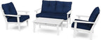 POLYWOOD® Lakeside Deep Seating Set, White/Navy